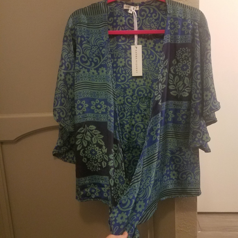 New karma highway tie kimono top
